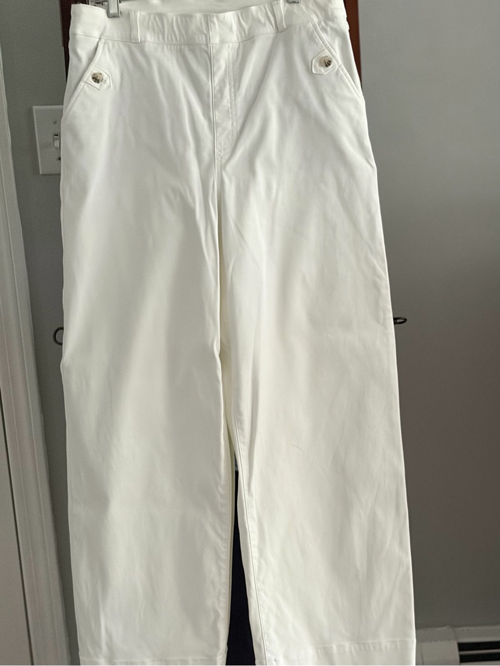 SPANX White High-Rise Wide-Leg Pants with Front Buttons - XL